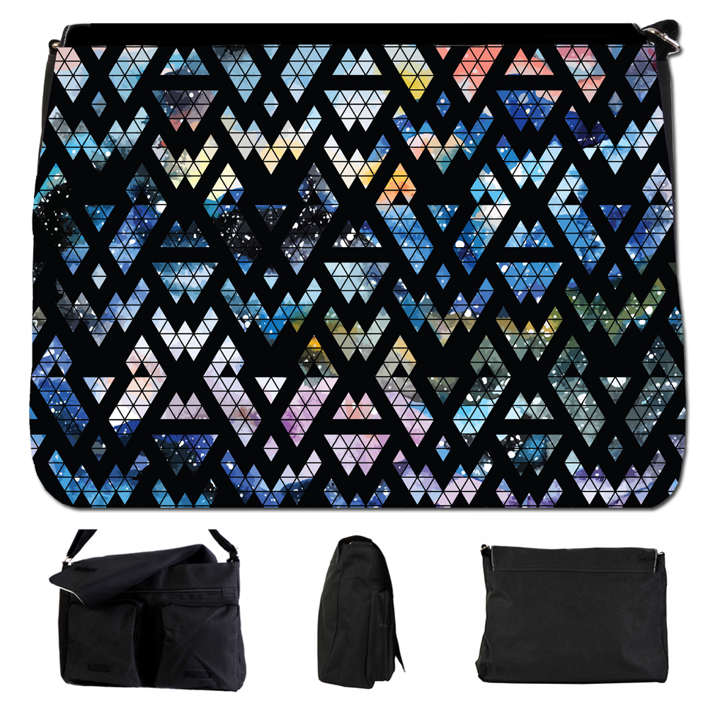 Ufo Zig Zag Pattern | zig zag alien face in space pattern black canvas shoulder Ufo Zig Zag Pattern | zig zag alien face in space pattern black canvas shoulder